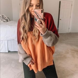 Colorblock free people sweater